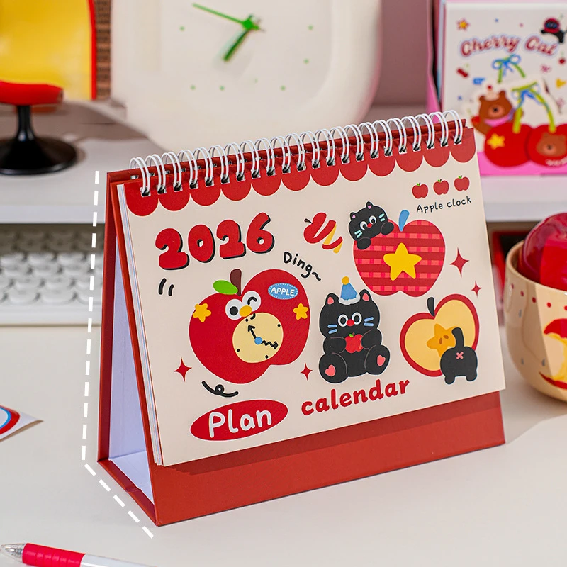 

2026 мультфильм Apple Kitten настольный календарь-планировщик украшение рабочего стола офисные канцелярские принадлежности