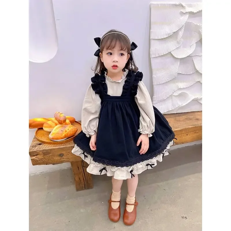 

New Retro Style Trendy Princess Skirt Girls' Spring and Autumn Suit Dress Two-Piece Set Kids' Skirt 2025