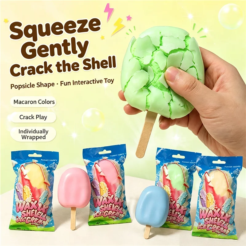Ice Cream Popsicle Crispy Crunch Squishy Fidget Toy ASMR Satisfying Stress Relief Sensory Squeeze Anxiety Toy for ADHD Autism