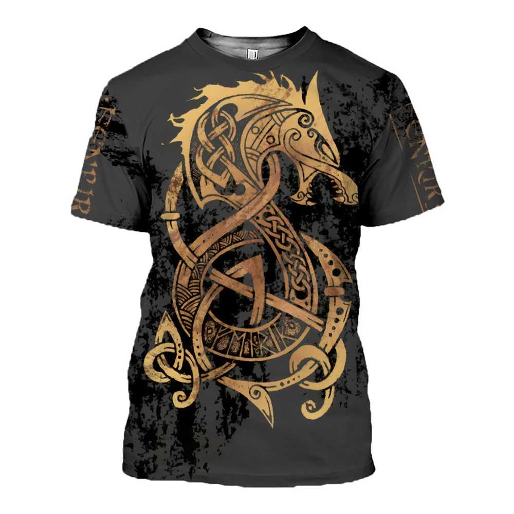 Nordic Monster Wolf Dragon Eagle Element Pattern T-shirt Cyfrowy nadruk 3D T-shirt Street Wear s-5Xl Nowy popularny neutralny prezent