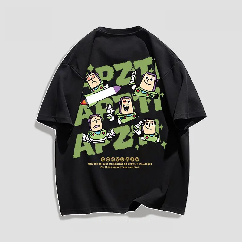 2024 estate nuova Toy and Story Buzz e Lightyear T-shirt ins trend puro cotone coppie preppy top a maniche corte