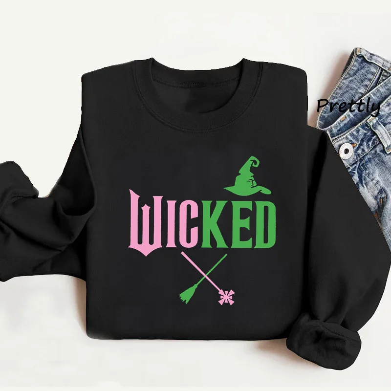 Wicked Change for Good Graphic Sweatshirts Witch Pink and Green Wicked Musical Movie Clothes Fashion Knit Pullover Streetwear