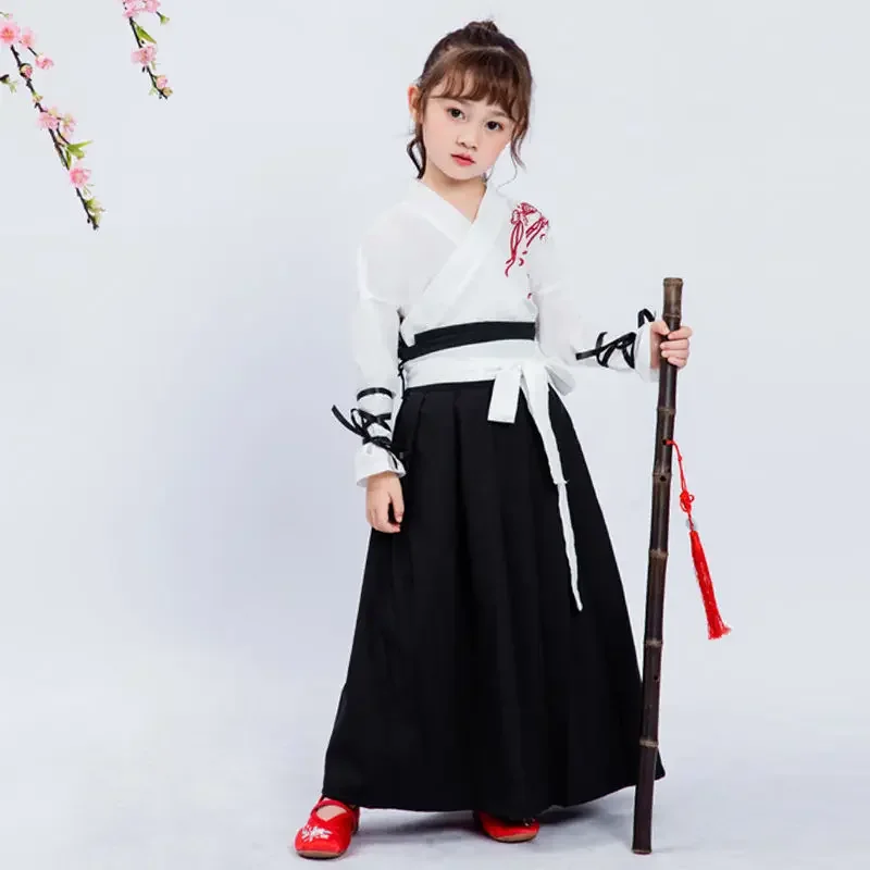 Traditional Cosutume Kids Japanese Style Kimono Baby Girl Boy Yukata Samurai Costume Embroidery Crane Haori Robe Party Cosplay