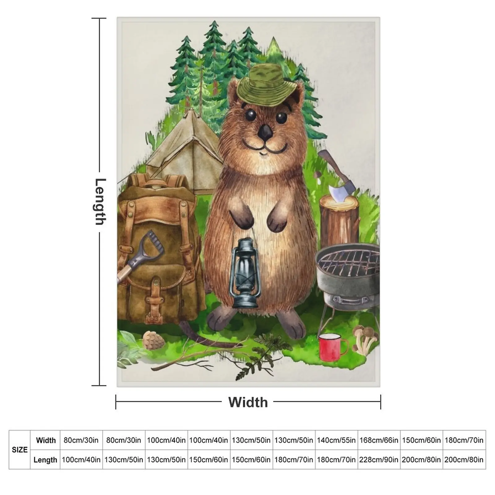 Happy Quokka Camping is happiness Throw Blanket Beach wednesday Soft Plush Plaid Decoratives Blankets