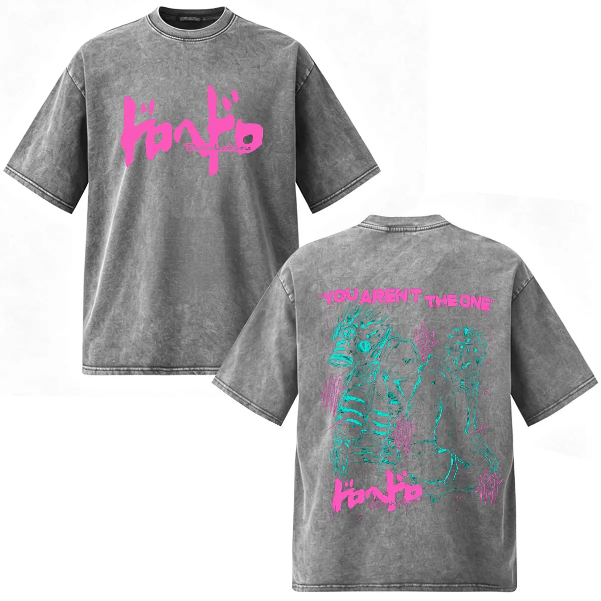Anime Dorohedoro Kaiman You Arent The One Vintage Washed T-shirt Men's Women Clothing Fashion Oversized Cotton Casual T-shirts
