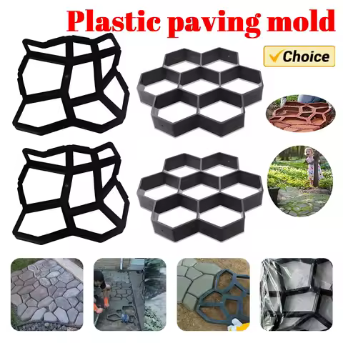 Home Garden Walk Pavement Cement Mould 7 Grid Reusable Stone Road Concrete Molds for Home Garden Paving