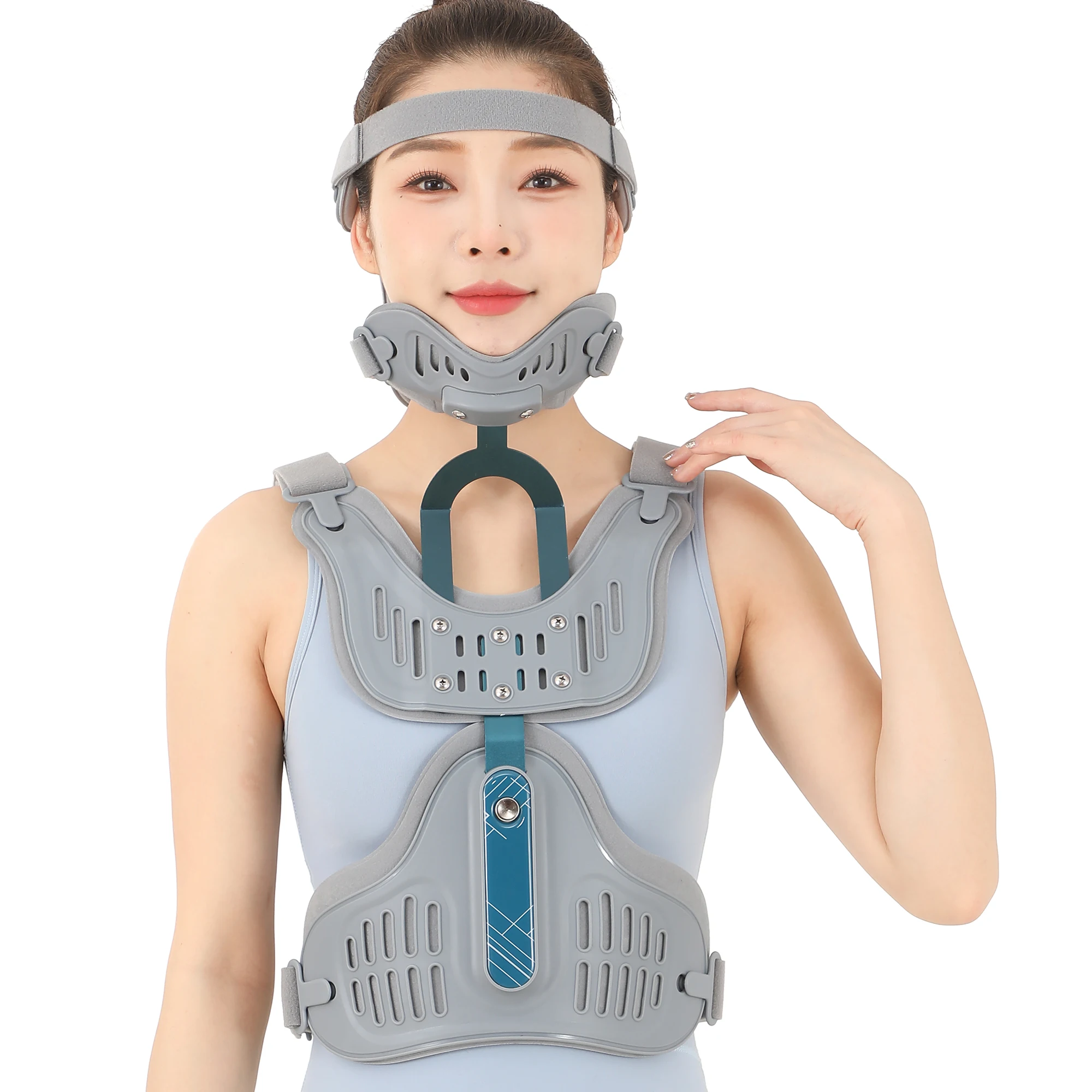 

Physiotherapy Adjustable Head Cervical Thoracic Traction Device Spine Brace