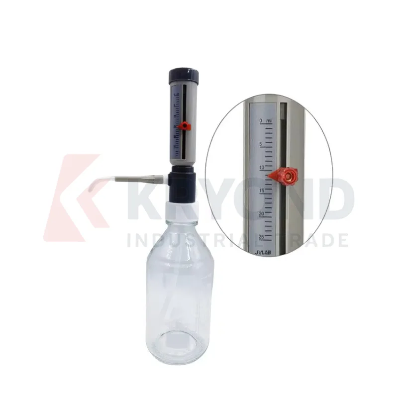 Lab Bottle Top Dispenser Economic Dispenser Sleeve Type 0-25 ml Adjustable Liquid Adder Semi-automatic Liquid Dispenser