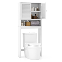 Free-standing bathroom shelf with double door & adjustable shelves, superstructure wardrobe washing machine wardrobe