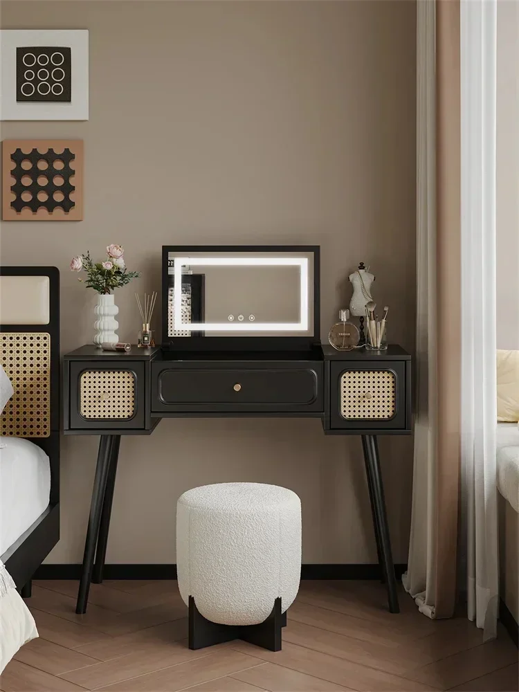 American Retro Rattan Flip Dressing Table Bedroom French Small Apartment Master Bedroom Cosmetic Mirror Makeup Table