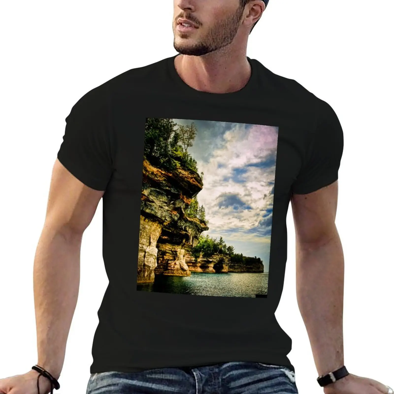 

Pictured Rocks T-Shirt cotton tshirt 100% man t shirts for men casual T-Shirt