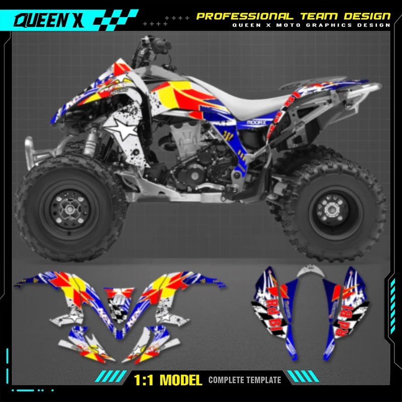 Queen X MOTOR Motorcycle Graphics For Kawasaki KFX 450 450R  Background Decal Stickers Kits Number Name Customize