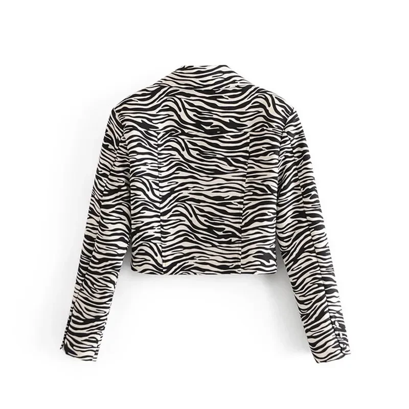 Zebra Striped Short Blazer Women's Fashion Sweet Waist Elegant Independent Short Blazer Animal Print Chic Jacket Korean Style