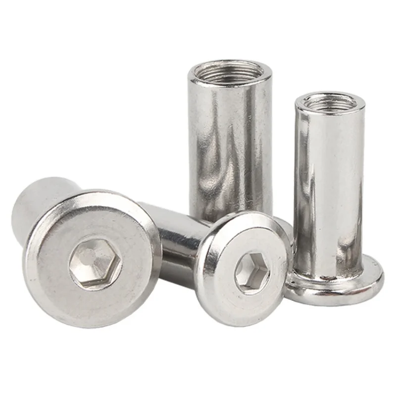 M2 M3 M4 M5 M6 M8 M10 304 Stainless Steel Large Flat Hexagon Socket Rivet Cap Nut Connector Sleeve