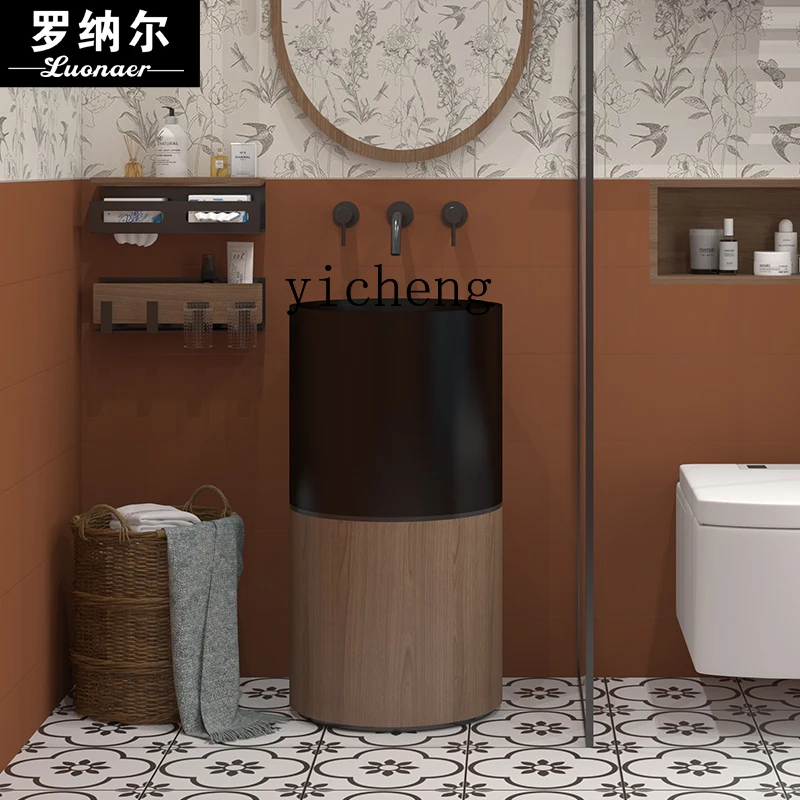 Z1 yeni Çin tarzı retro rüzgar yıkama lavabosu, banyo entegre yerden tavana yüz yıkama masası yaratıcı sütun lavabosu