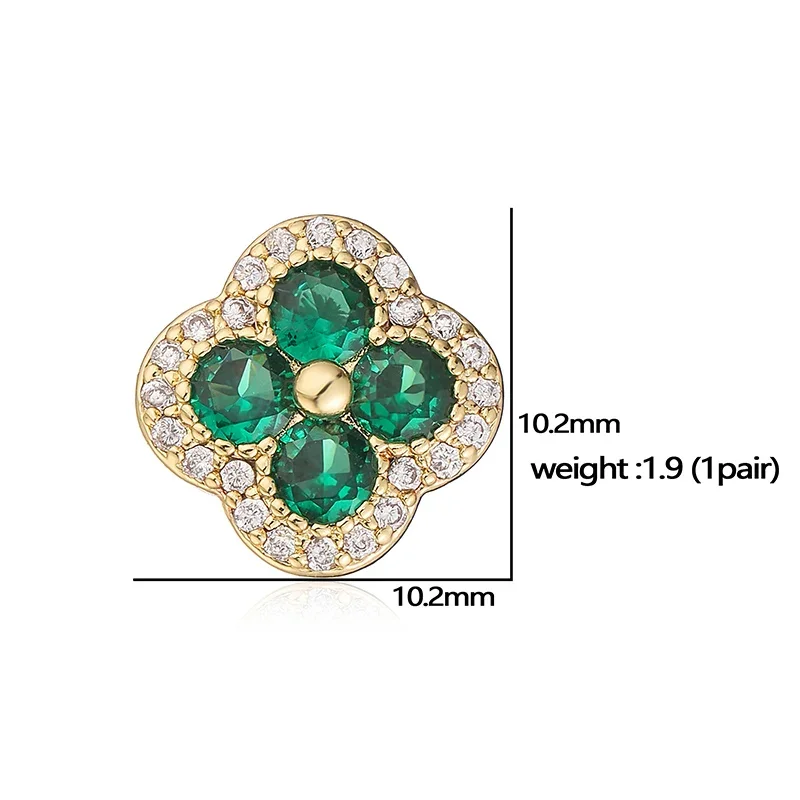 18K Gold Plated CZ Flower Stud Earrings, Elegant Design