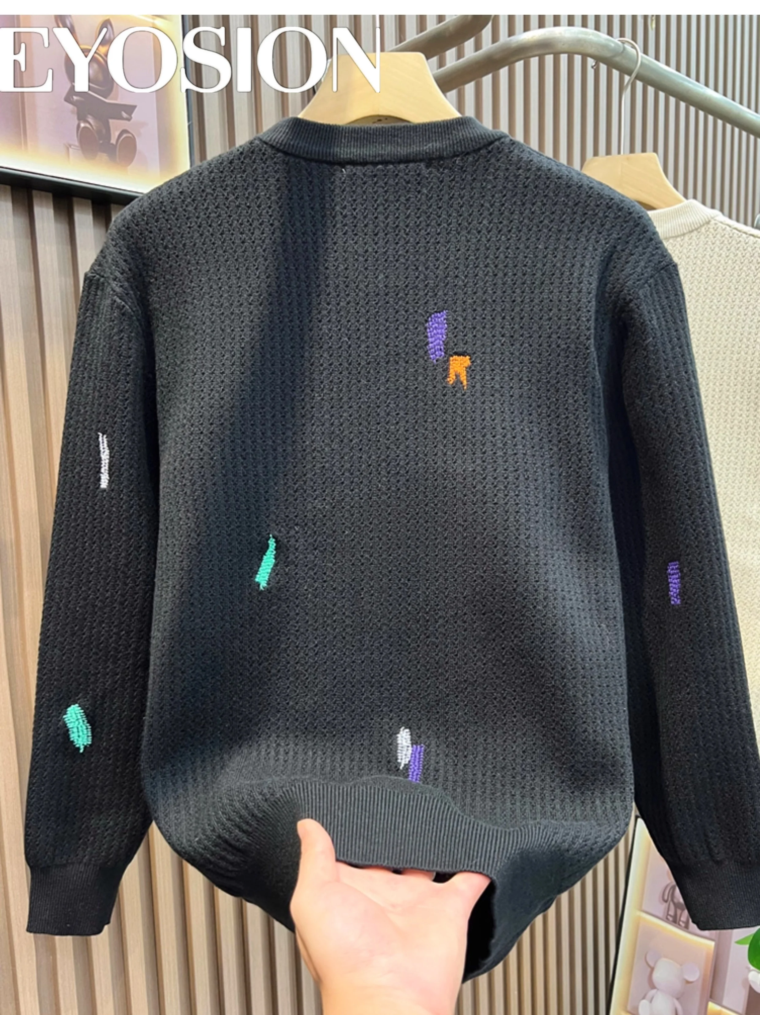 Nuovo maglione girocollo ricamato di alta qualità maglione basic autunno inverno da uomo pullover con camicia base interna alla moda