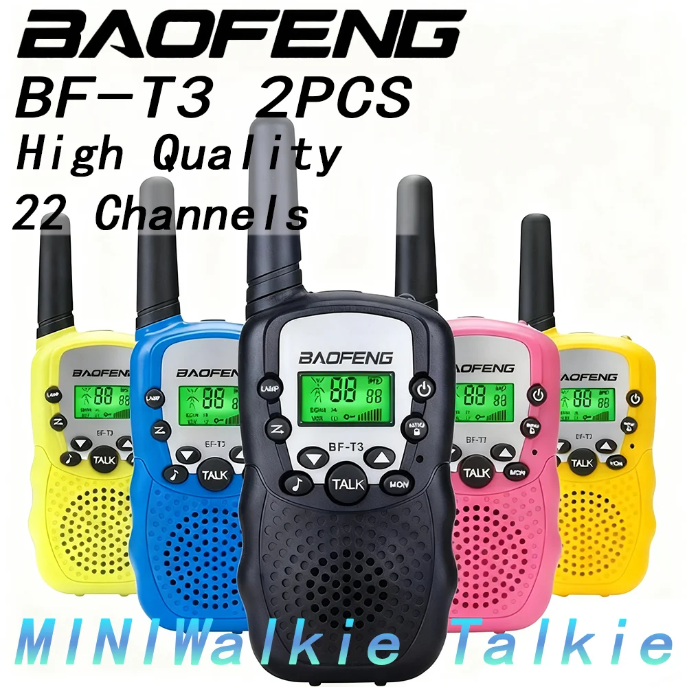 2 PCS Baofeng BF-T3 Mini Walkie Talkies - Kids Toy Gift, UHF 22 Channels Handheld Two-Way Radios for Boys & Girls