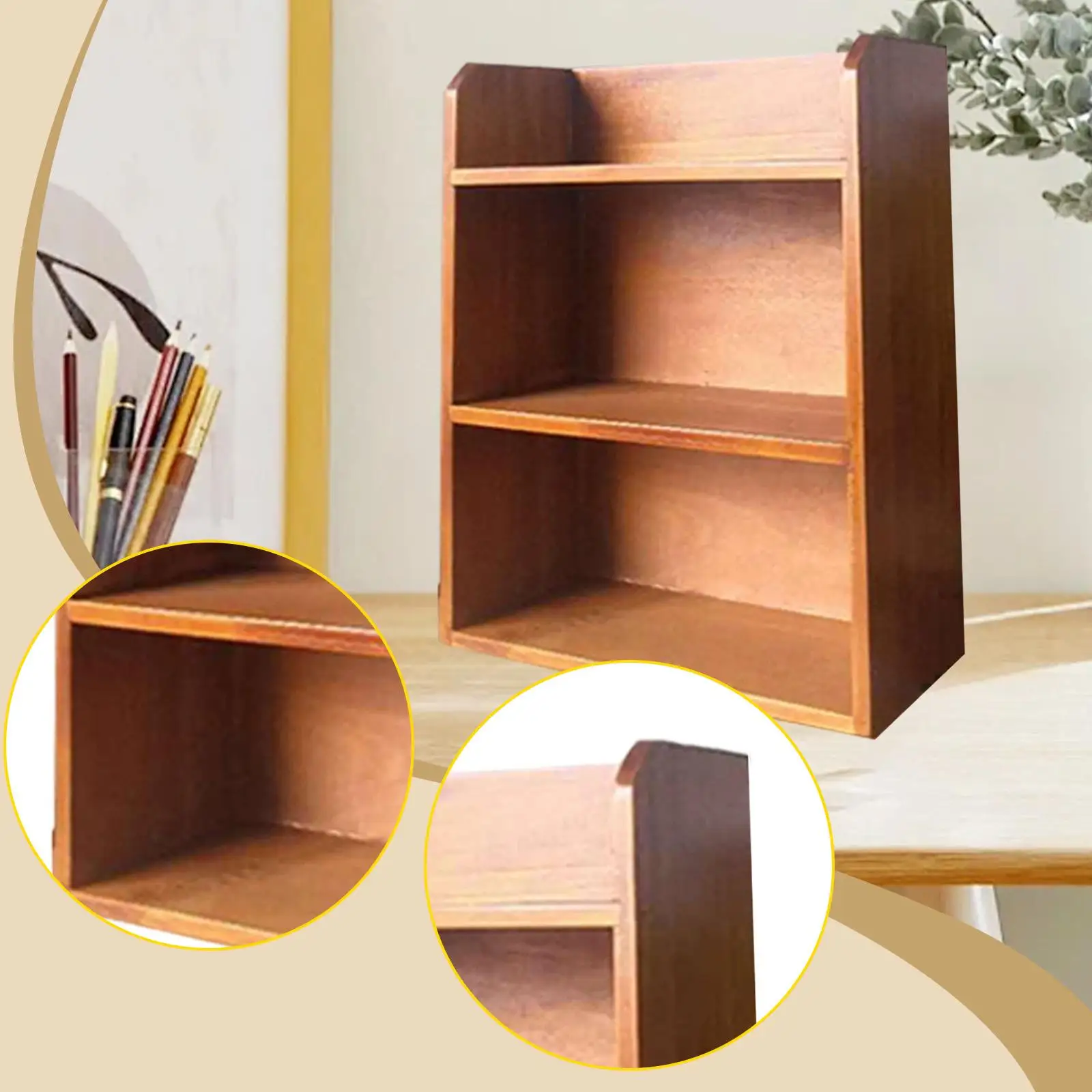 

Desktop Storage Shelf Sundries Organizer Stand Cup Holder Wooden Storage Rack Display Shelf for Kitchen Countertop Dresser