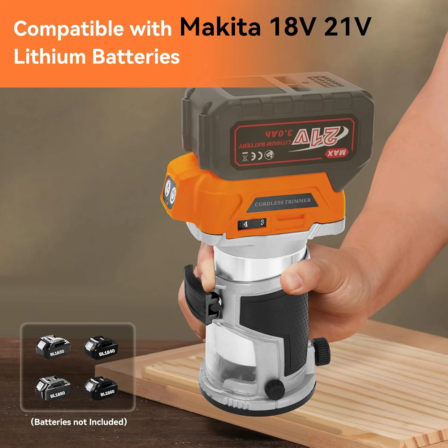 800W 6 Speed Brushless Cordless Trimmer Wood Router Tool Milling Engraving Slotting Machine Trimmer for Makita