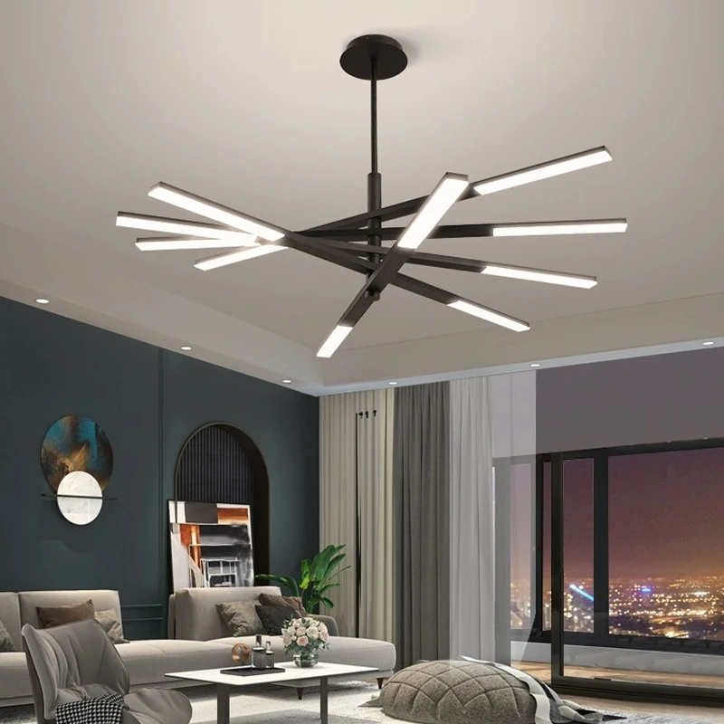 

Nordic modern simple and minimalist living room lines led chandelier designer creative bedroom dining room rotatable lamps