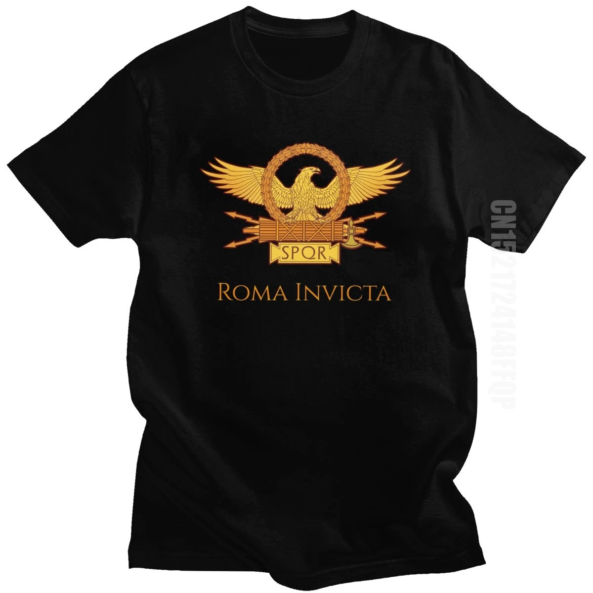 Retro SPQR T Shirt Men Crew Neck Roman Gladiator Imperial Golden Eagle T-shirt Empire Army Tshirt Pre-shrunk Cotton Tee Gift