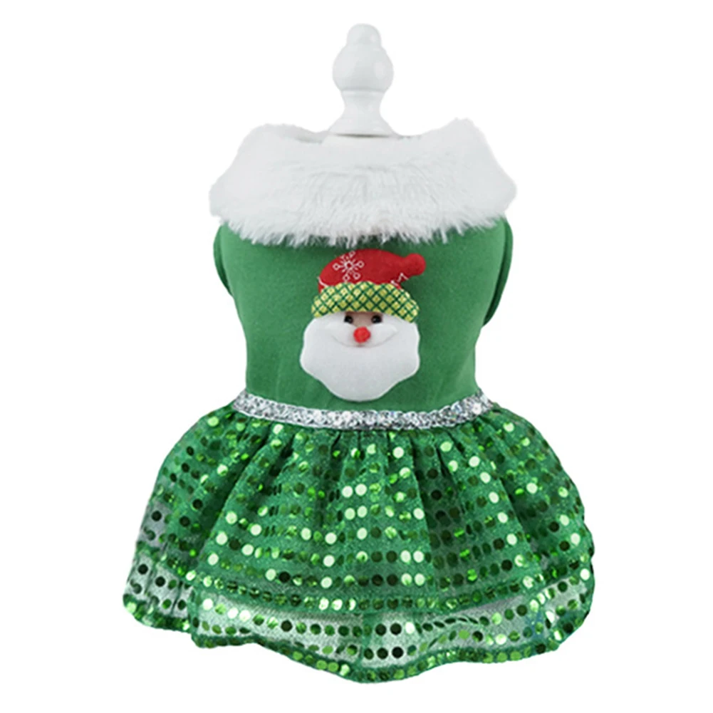 Vestido de natal para animais de estimação, vestido brilhante para cachorro, tema de natal, roupa para cachorro, suprimentos para vestir de natal