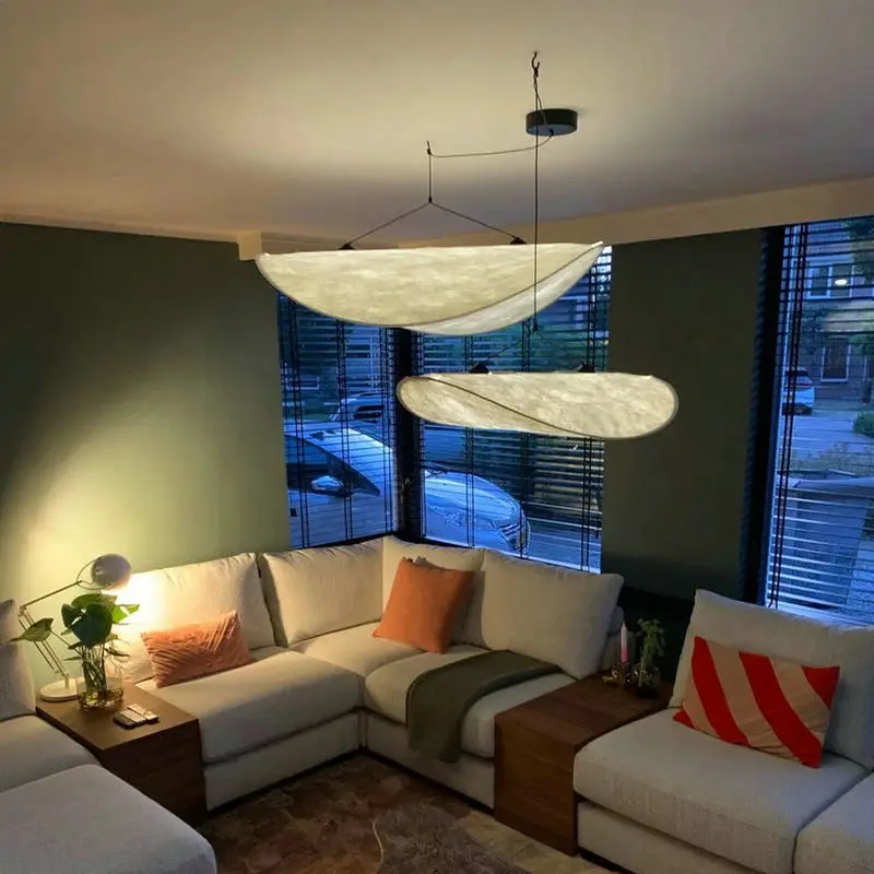 Air ship Silk Fabric Tense LED Pendant Light for Living Room Home Decor Modern Vertigo Chandelier Creative Hanging Lamp 2024