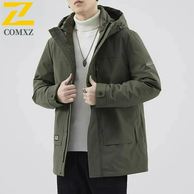 

Брендовая зимняя куртка 2025 года, мужская деловая модная модная морозостойкая парка с капюшоном с графеновым подогревом, мужская повседневная теплая пуховая хлопковая стеганая куртка