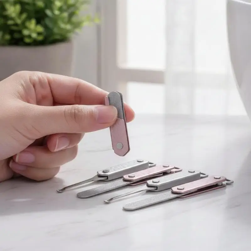 Portable Folding Stainless Steel Nail File Strip For Home Use Easy Carry Tool