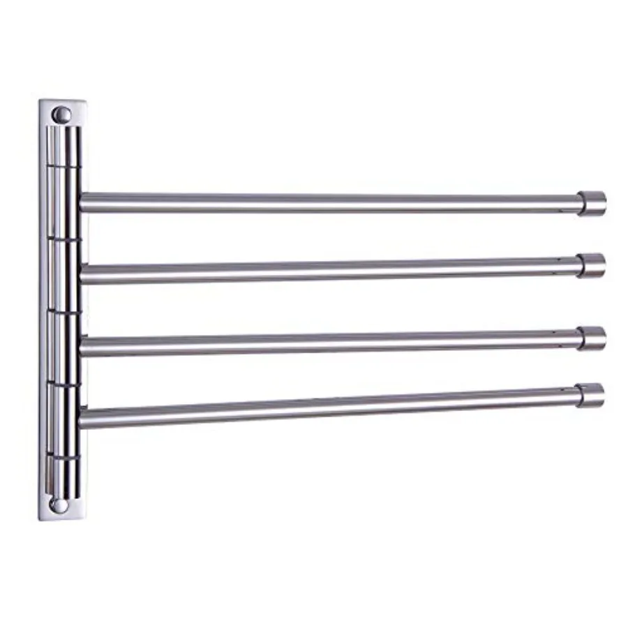

Towel Holder Swing Out Towel Bar Stainless Steel Bathroom Hand Towel Rack 4-Bar Folding Arm Swivel Hanger Wall Mount Finish