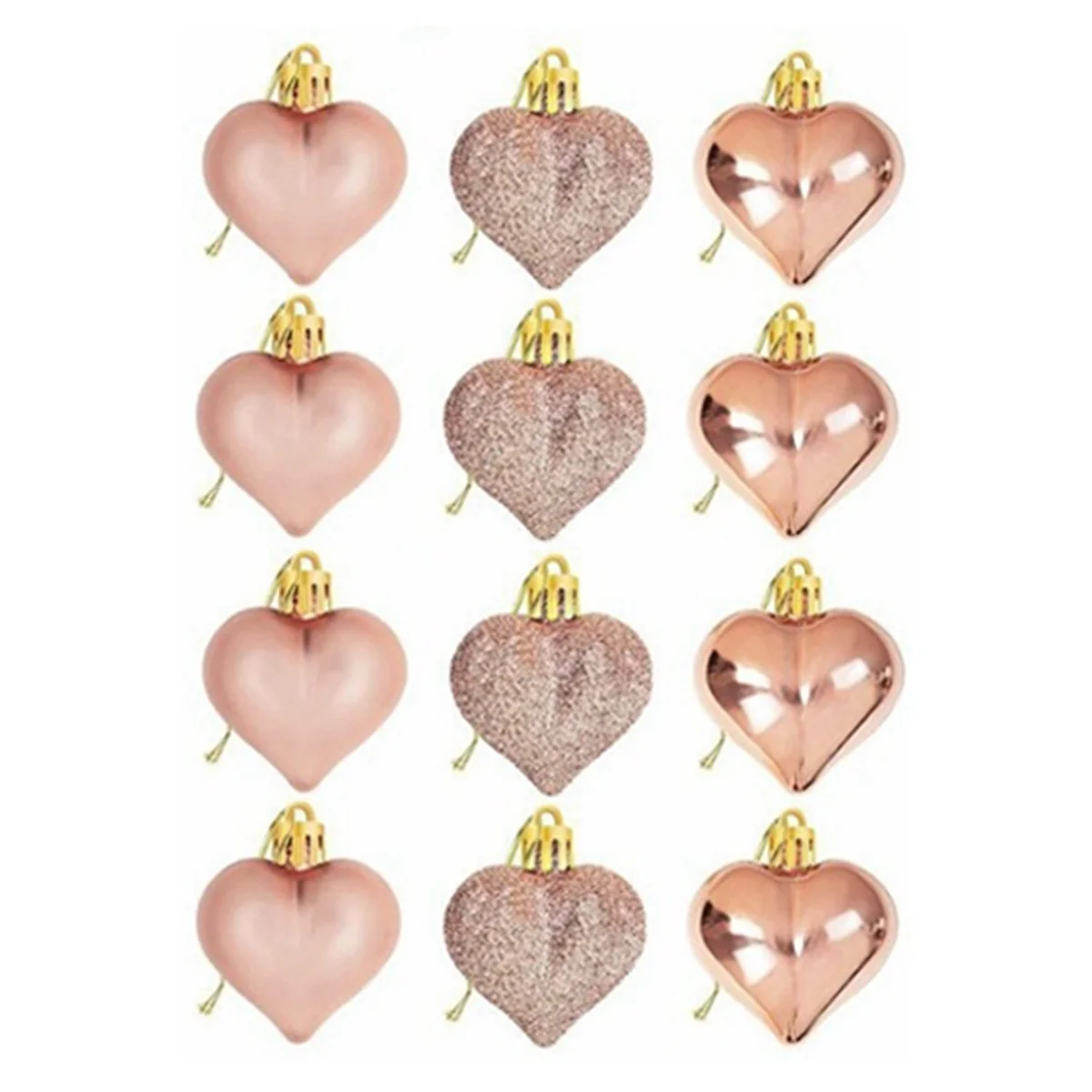 Valentines Day Heart Ornaments,Classic Champagne Heart Shaped Hanging Baubles,Valentine's Day Heart Decoration