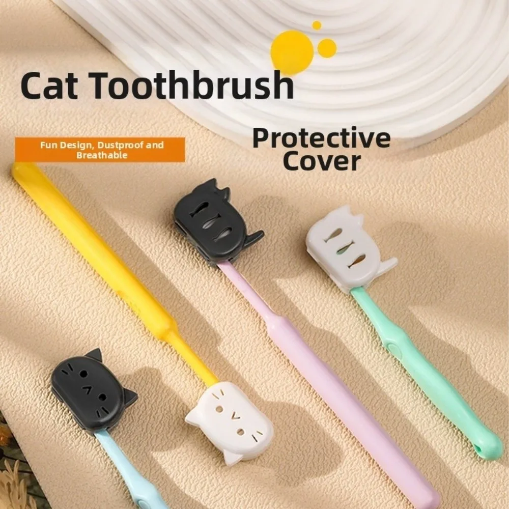 4pcs Cartoon Brush Cap Case Portable Reusable Cat Toothbrush Head Protectors Waterproof Dust Prevention Toothbrush Protect Box