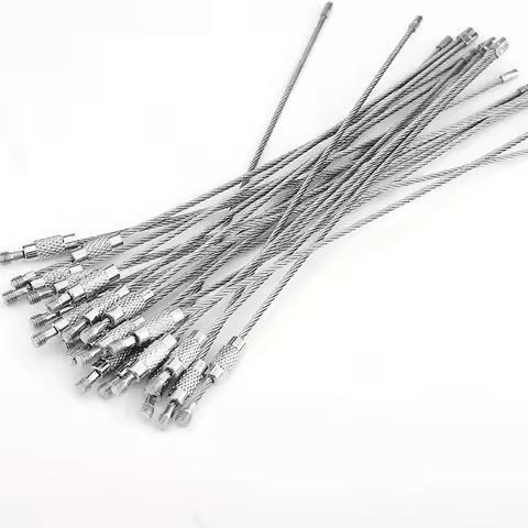 Silver Wire Keychain Cable Stainless Steel Loop Stainless Steel Key Ring Loop Holder Durable Metal