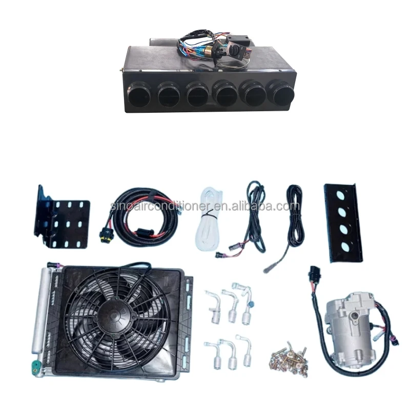 12 Volt Car Compressor Vehicle Under Dash Ac Kit System Electric 24V 12v Universal Air Conditioning
