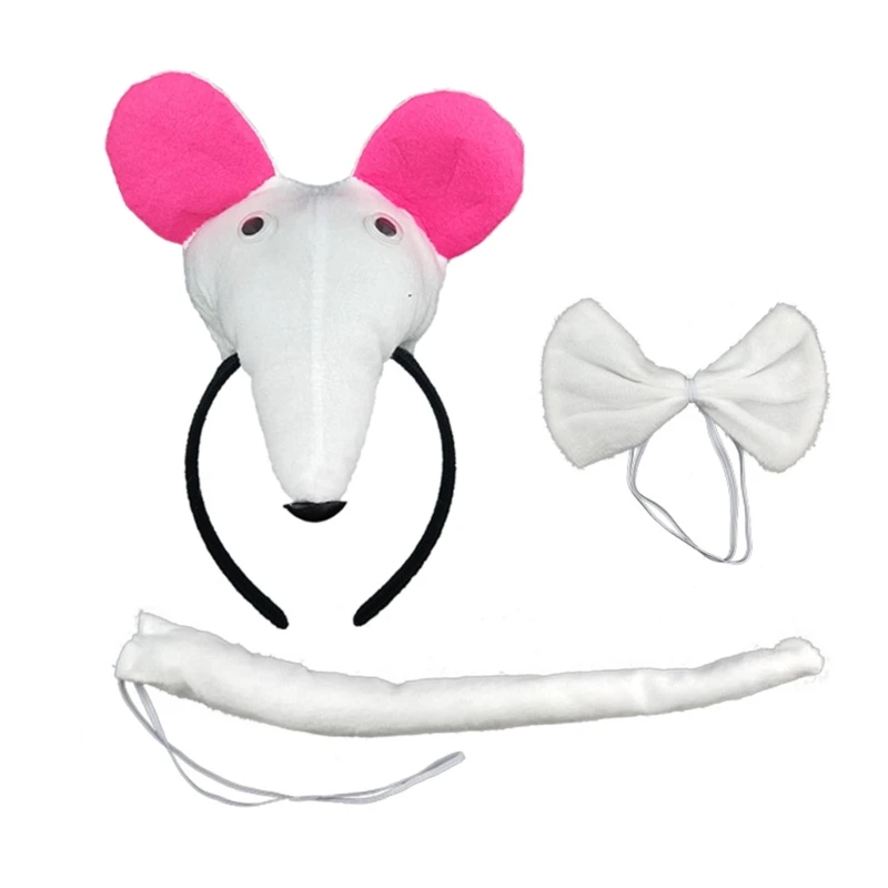 Kid Volwassen Halloween Rat Muis Oren Hoofdband Staart Strik Set Dier Kostuum Cosplay Decoratie Kinderen Verjaardag Feest Jurk