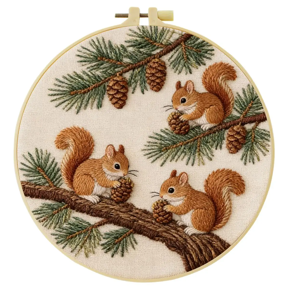 1 Stück 20X20CM/15X15CM 7,87/6,3 Zoll Tier - Eichhörnchen Stickerei Starter-Kit DIY-Kit DIY-Stickerei-Set Handarbeiten Malerei – Detail 2