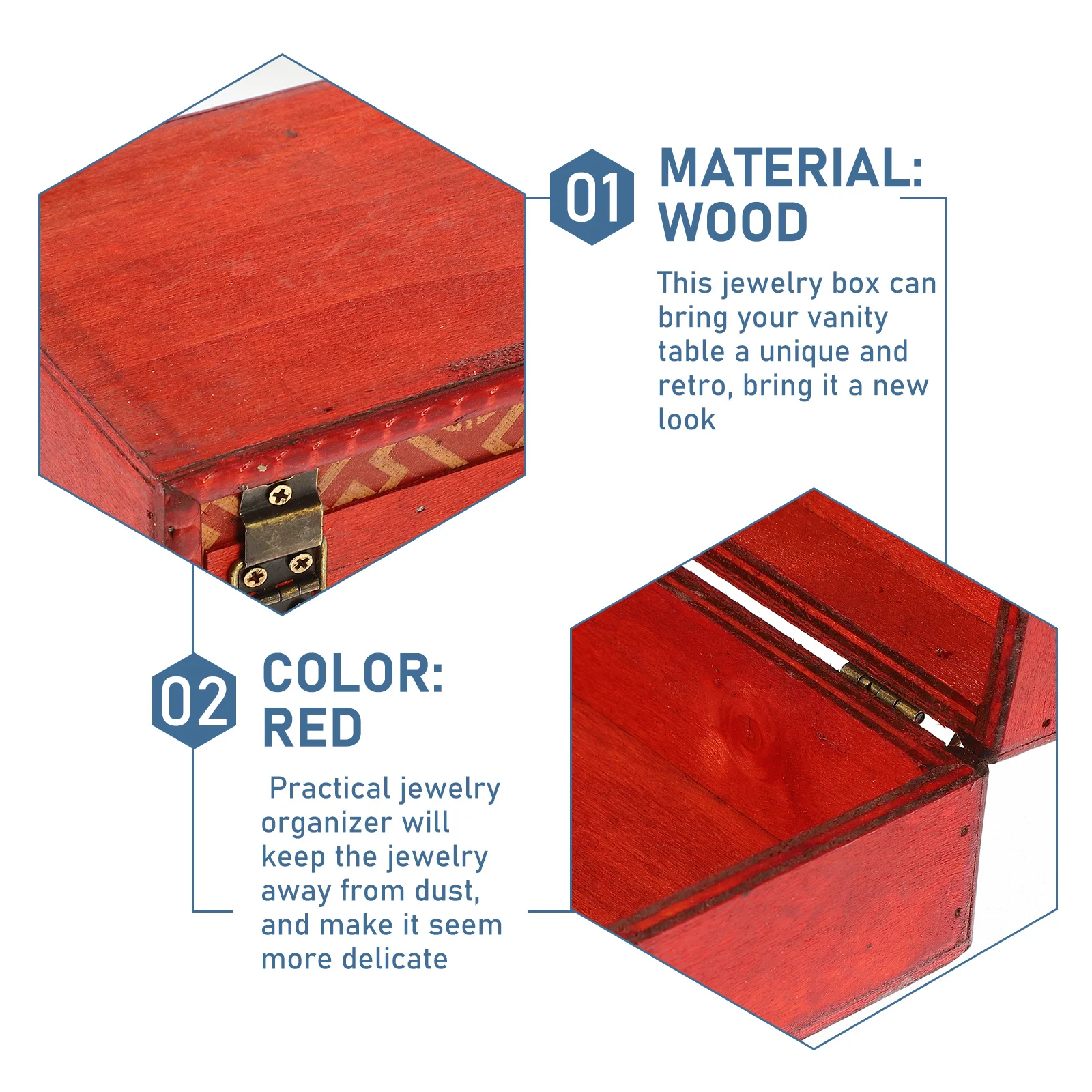 

Vintage Wooden Jewelry Box Retro Case Organizer for Earrings Rings Necklaces Bracelets Storage Wooden Jewelry Box