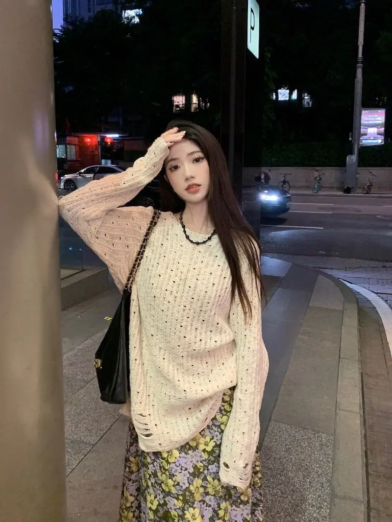 

Korea sweater Y2k Aesthetics Knitted Tops Women Grunge Kawaii Cute Harajuku Tees Streetwear Vintage Slim Fit E-girls