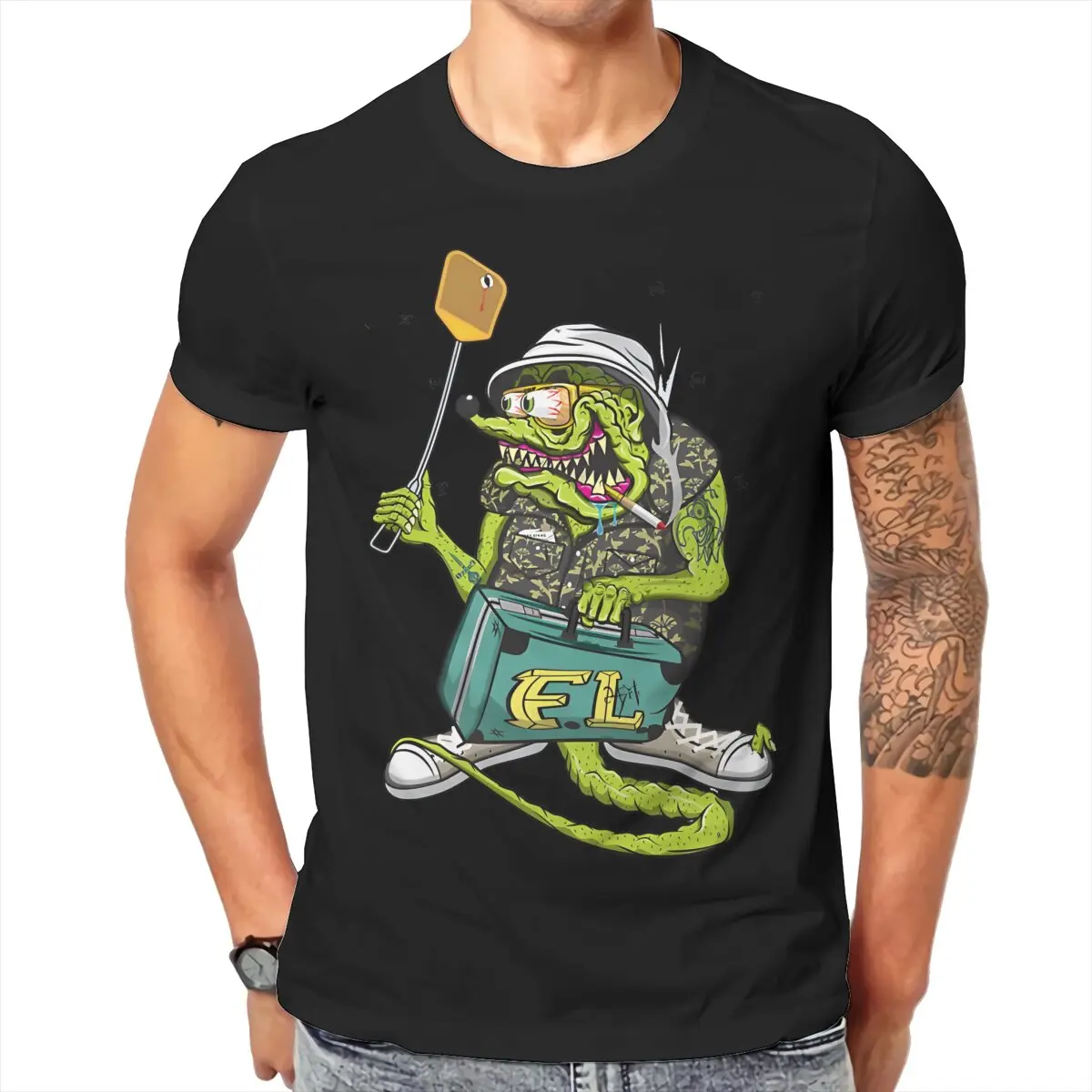 RAT FINK Cartoon Crewneck TShirts Smoke Distinctive Homme T Shirt Funny Tops 6XL