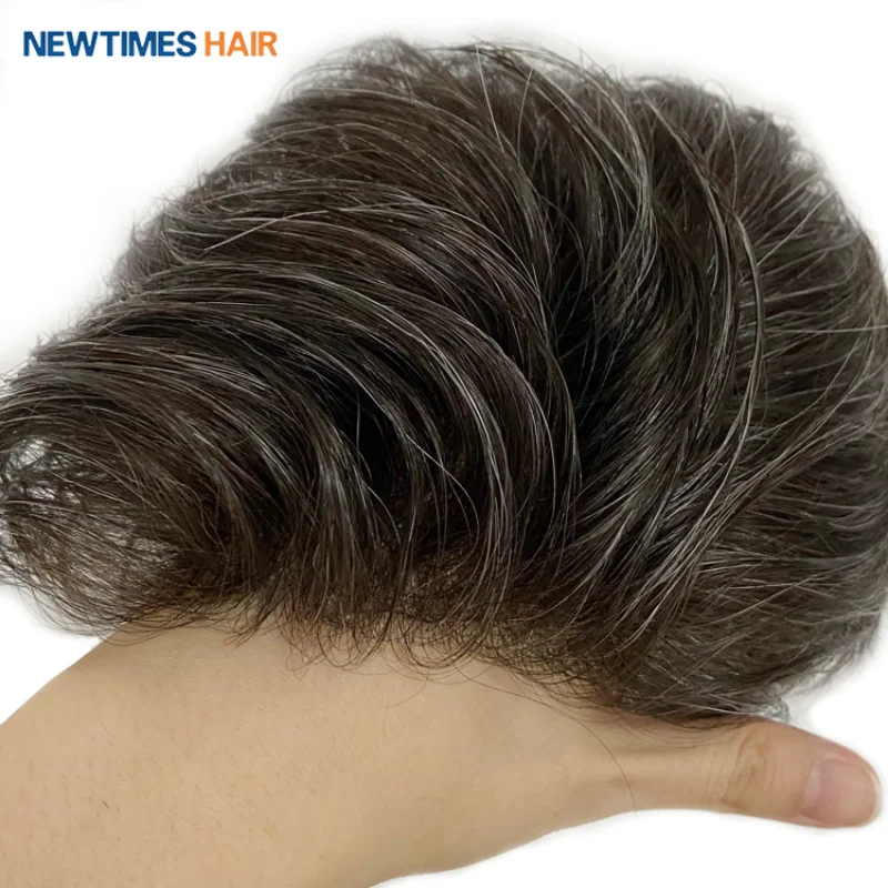 HS25 Newtimes Hair 0.02 0.03 Ultra Thin Skin V-looped Human  Replacement Men Toupee