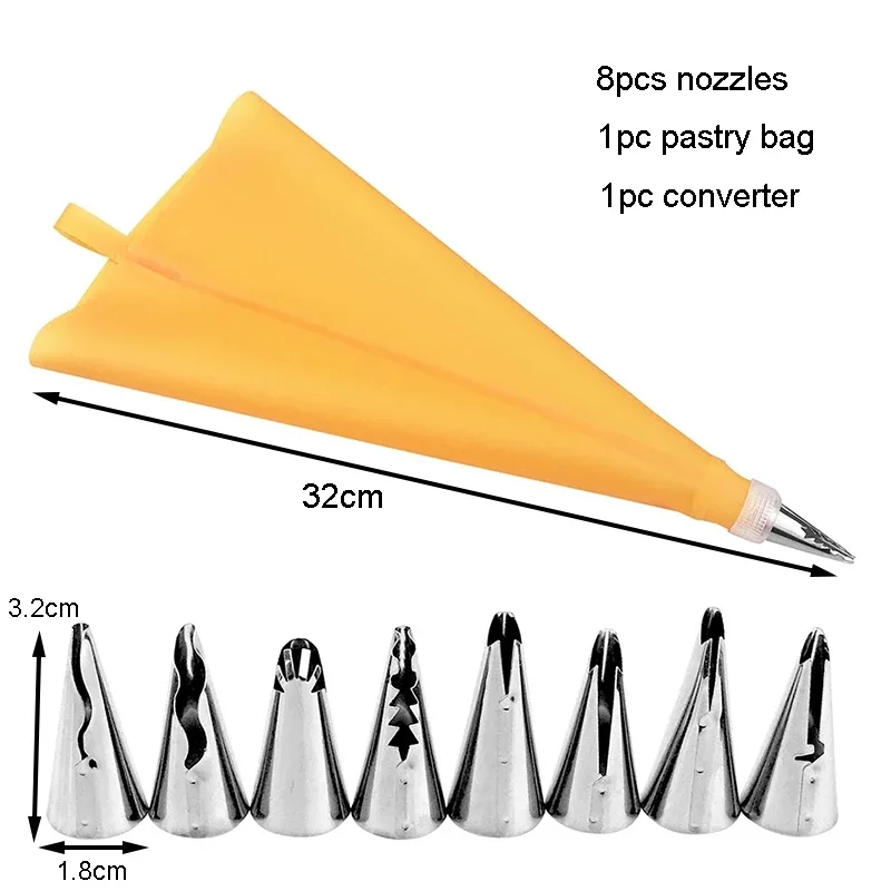 10Pcs Baby Dress Nozzles With Pastry Bag Converter Confectionery Cake Pastry Sleeve Icing Piping Nozzles Tips DIY Kitchen Bakery