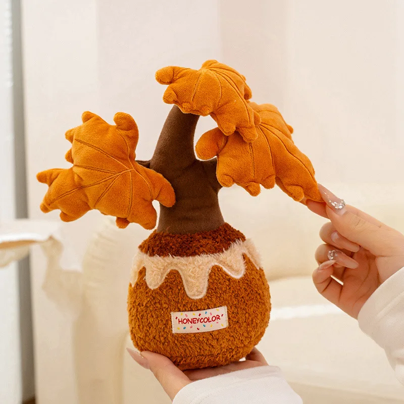 22cm simulação kawaii realista maçã árvore brinquedo de pelúcia recheado vasos plantas monstera deliciosa bonecas para meninas presentes decoração casa