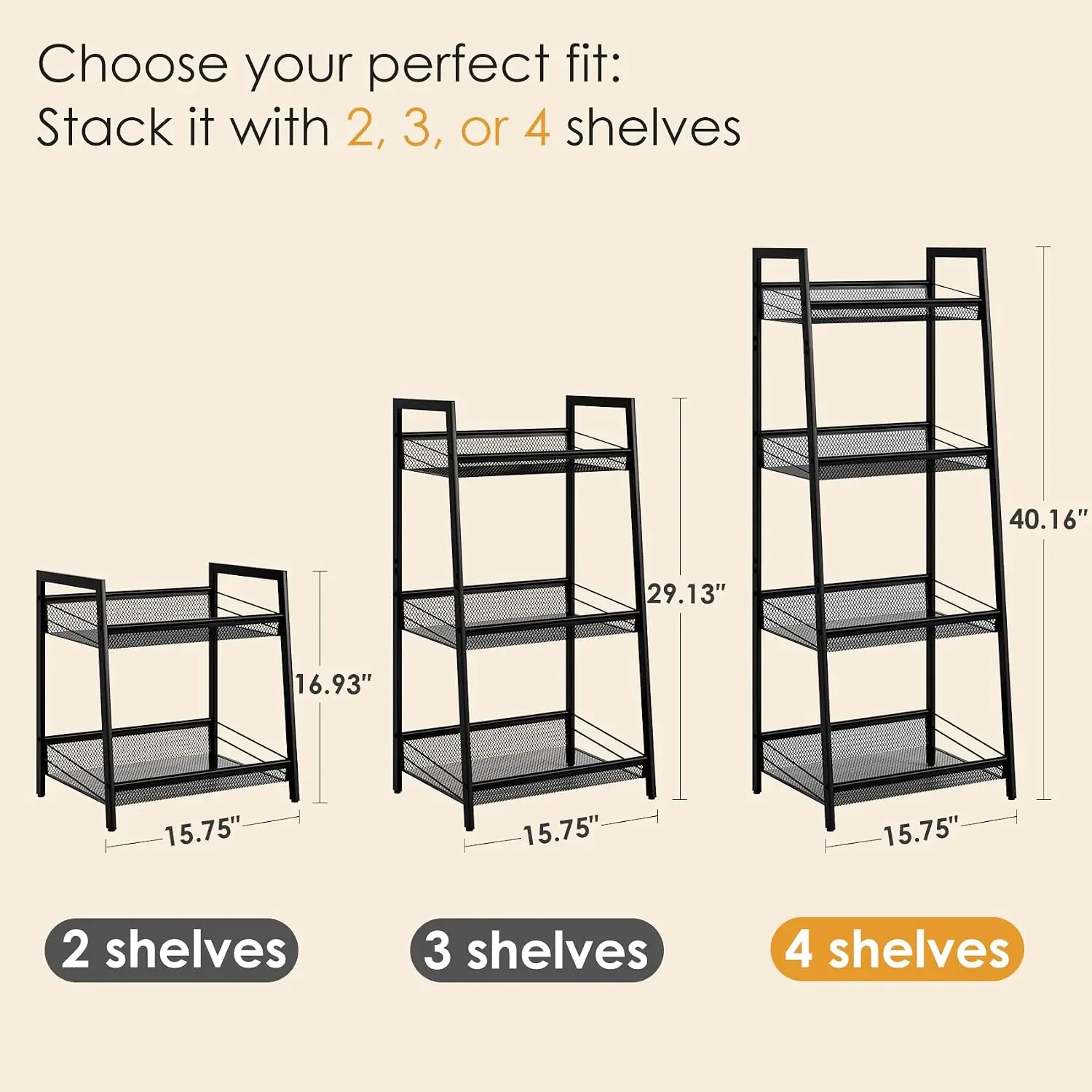 4 Tier Bathroom Shelf, Bathroom Organizer and Storage for Small Space, Free-Standing Metal Rack Shelves Waterproof for Kitchen, Bathroom, Laundry, Toilet, Black