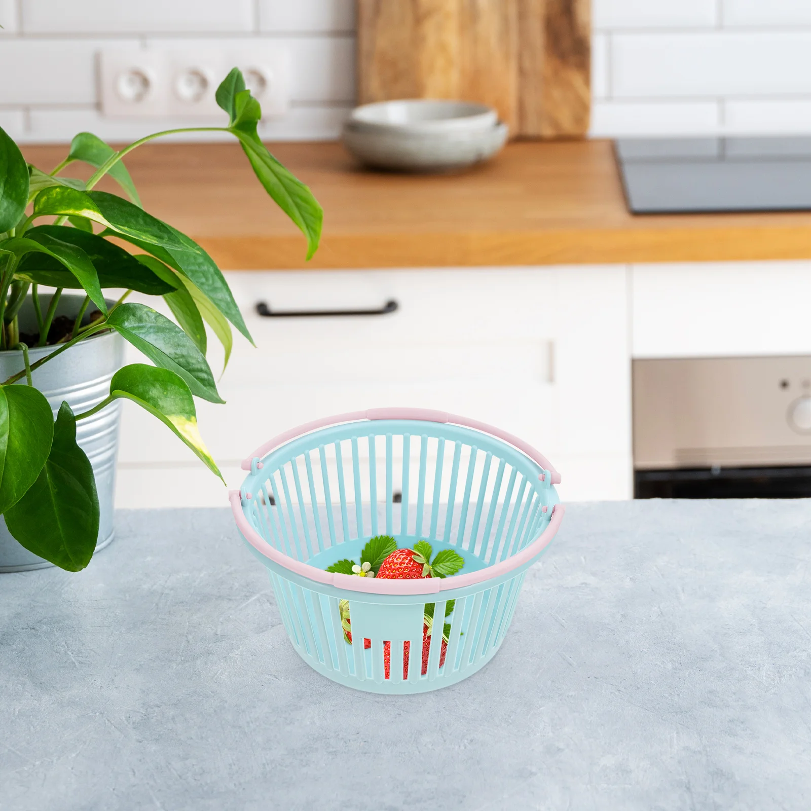 

3pcs Mini Shopping Basket for Fruit Picking Storage Bath Organizer Strawberries Cherries Blueberries Plastic Baskets Reusable