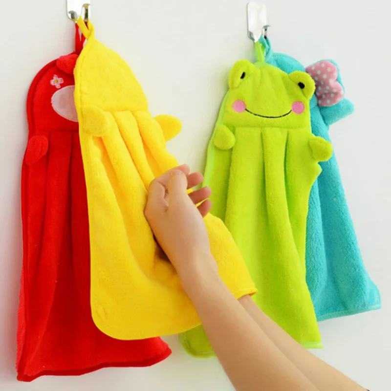 Lovely Cartoon Children Microfiber Hand Dry Towel For Kids Soft Plush Fabric Absorbent Hang Towel Kitchen Bathroom Bath Wipe