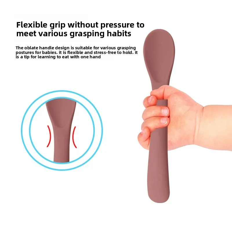 3 قطعة ملعقة سيليكون الطفل ملعقة التعلم ملعقة لينة الأدوات أواني التغذية بيبي مستلزمات الأطفال ملعقة طعام الطفل #3