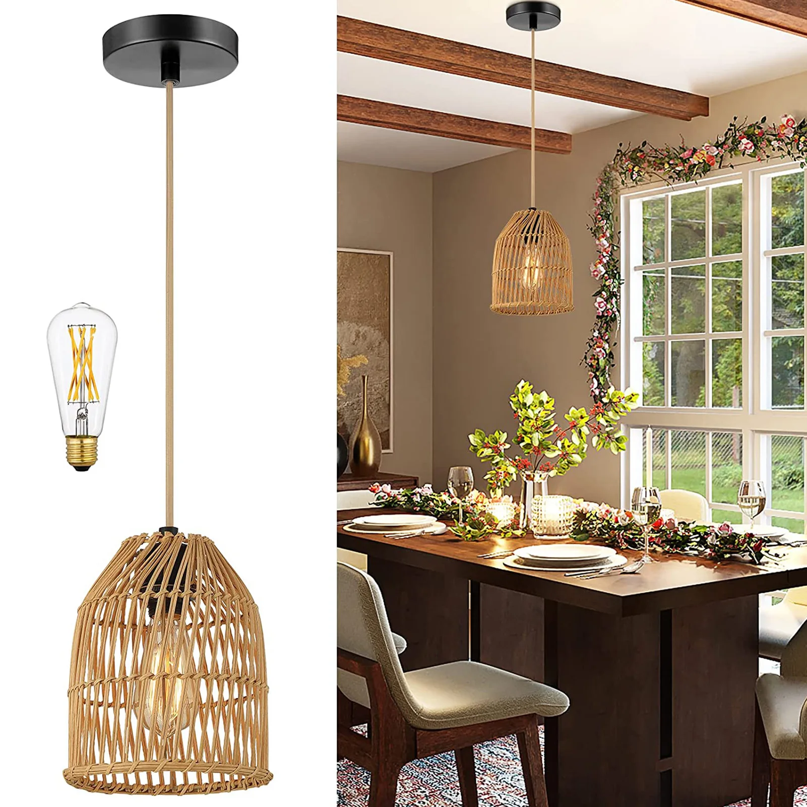 Chinese Style Bamboo Pendant Lamp Decor Chandeliers For Restaurant Home Living Room Bedroom Study Hanging Lighting Fixtures