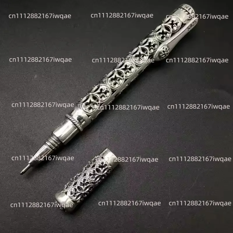 For 925 silver Ballpoint Pen Vintage and Elegant 925 Silver Hollow Carved, Business Signature Pen High Quality Ornament - view 3
