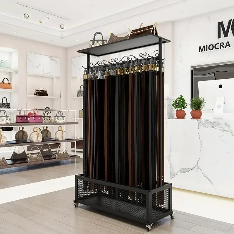 Belt display rack Clothing store window Leather goods display rack Rotatably removable Metal double-sided plus plate belt rack